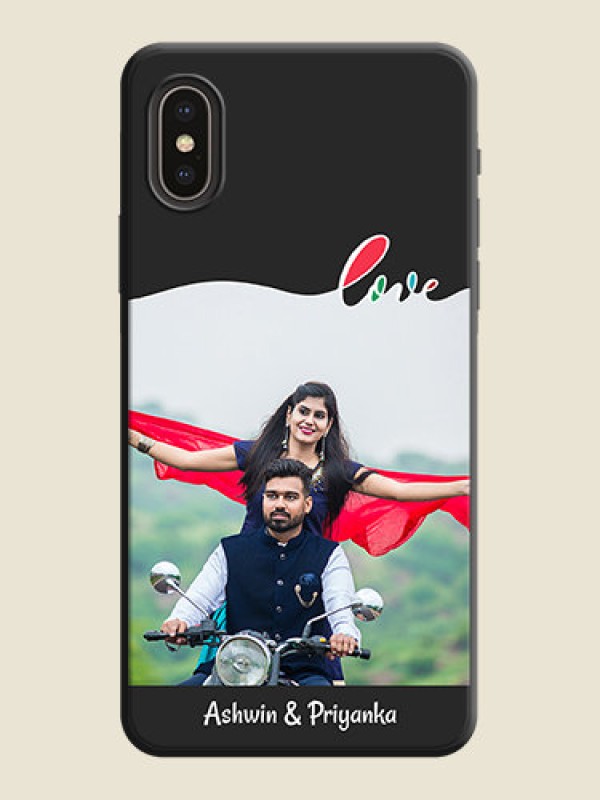 Custom Fall in Love Pattern with Picture - Photo on Space Black Soft Matte Mobile Case - iPhone XS