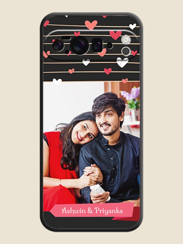Custom Love Pattern with Name on Pink Ribbon on Photo On Space Black Custom Soft Matte Mobile Back Cover - Google Pixel 10 Pro XL 5G
