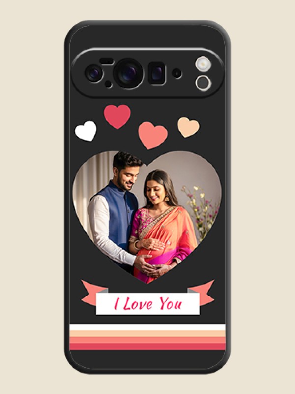 Custom Love Shaped Photo with Colorful Stripes On Space Black Custom Soft Matte Mobile Back Cover - Google Pixel 10 Pro XL 5G
