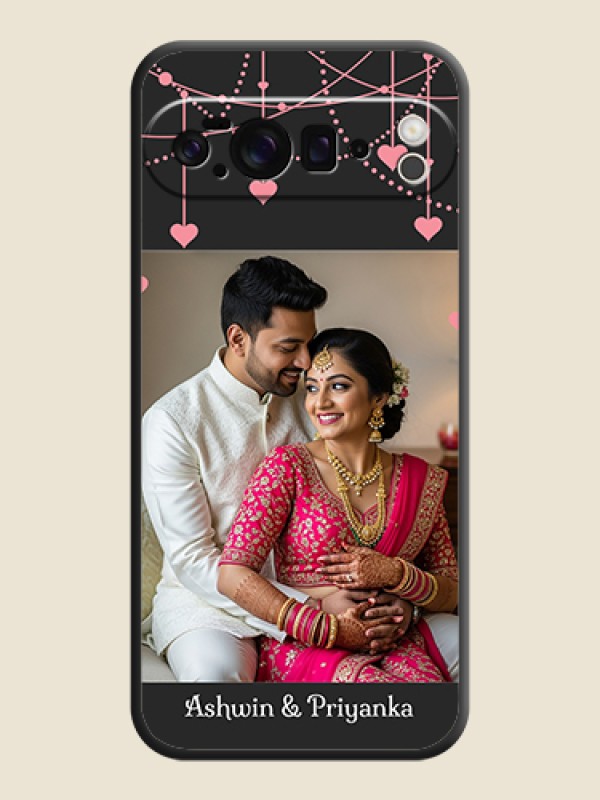 Custom Pink Love Hangings with Text On Space Black Custom Soft Matte Mobile Back Cover - Google Pixel 10 Pro XL 5G