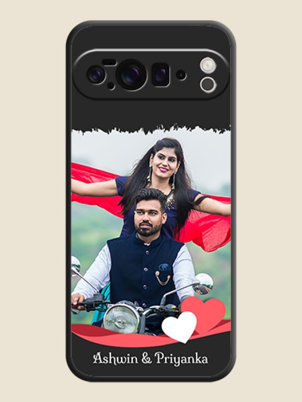 Custom Pin Color Love Shaped Ribbon Design with Text On Space Black Custom Soft Matte Mobile Back Cover - Google Pixel 10 Pro XL 5G