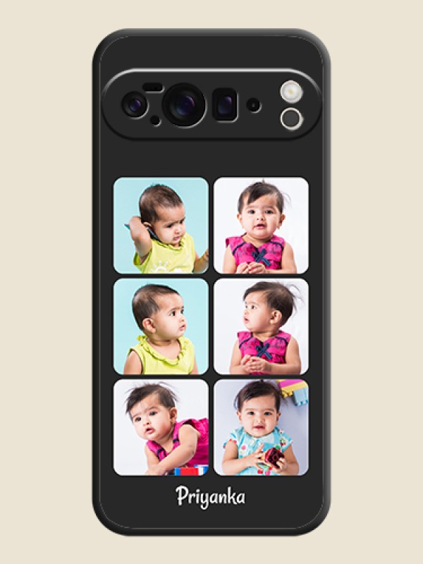 Custom Floral Art with 6 Image Holder on Photo On Space Black Custom Soft Matte Mobile Back Cover - Google Pixel 10 Pro XL 5G