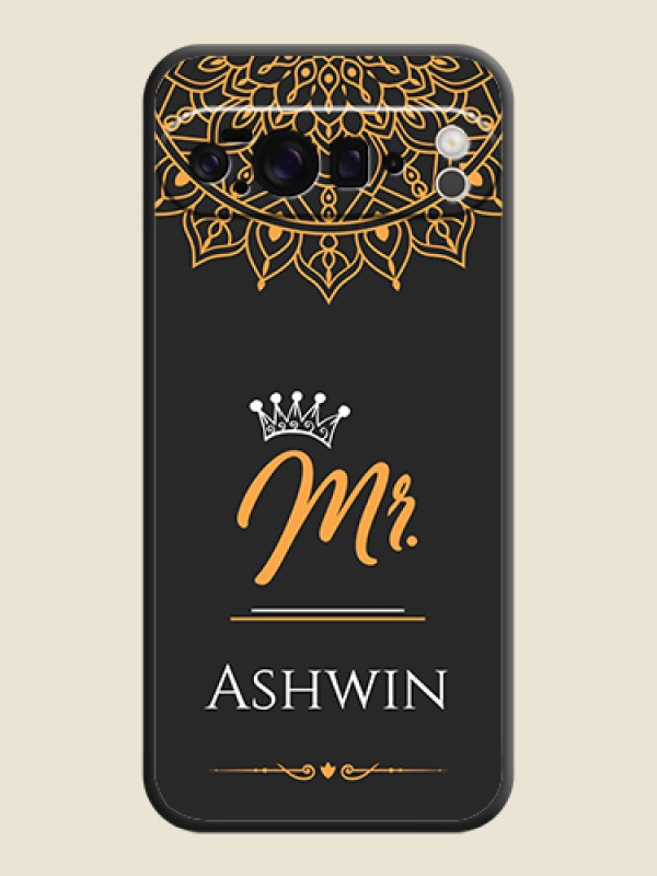 Custom Mr Name with Floral Design On Space Black Custom Soft Matte Mobile Back Cover - Google Pixel 10 Pro XL 5G
