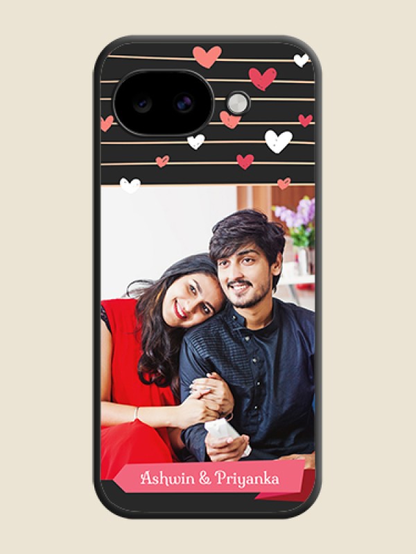 Custom Love Pattern with Name on Pink Ribbon on Photo On Space Black Custom Soft Matte Mobile Back Cover - Google Pixel 10A 5G