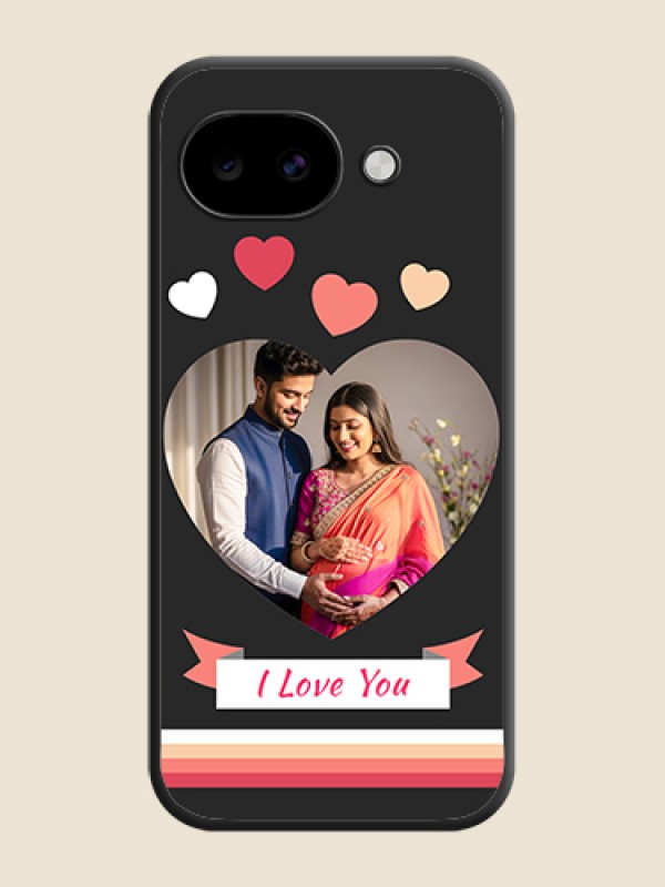 Custom Love Shaped Photo with Colorful Stripes On Space Black Custom Soft Matte Mobile Back Cover - Google Pixel 10A 5G