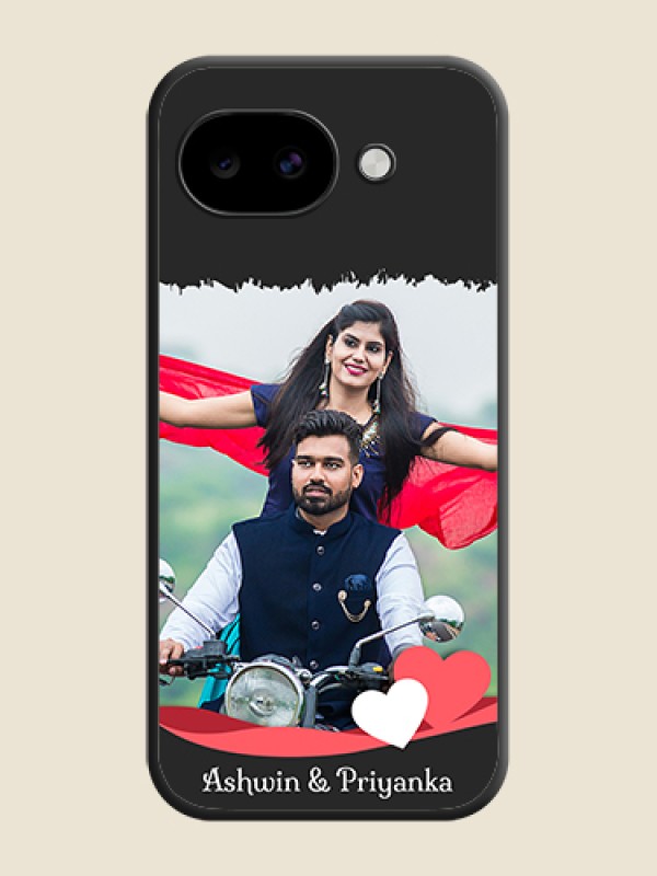 Custom Pin Color Love Shaped Ribbon Design with Text On Space Black Custom Soft Matte Mobile Back Cover - Google Pixel 10A 5G