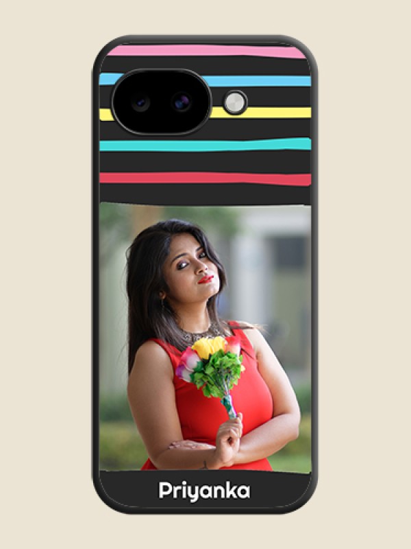 Custom Multicolor Lines with Image On Space Black Custom Soft Matte Mobile Back Cover - Google Pixel 10A 5G