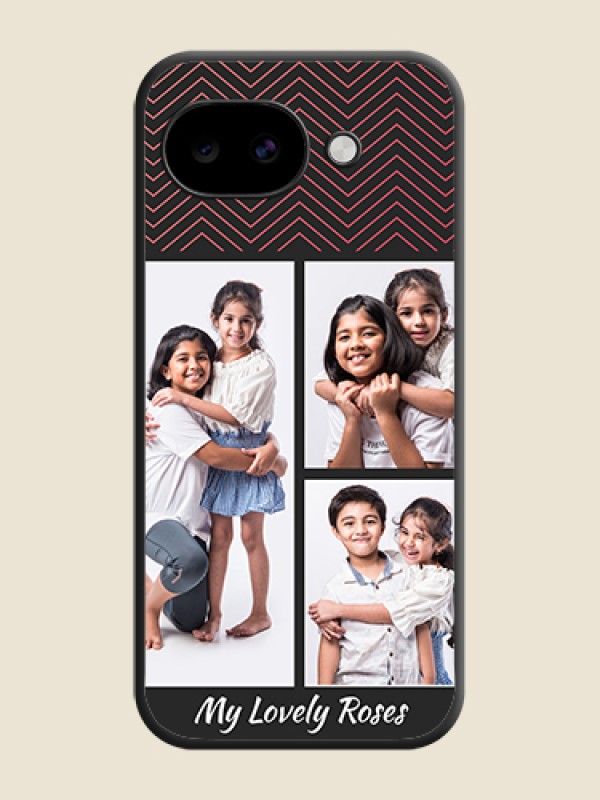 Custom Wave Pattern with 3 Image Holder On Space Black Custom Soft Matte Mobile Back Cover - Google Pixel 10A 5G