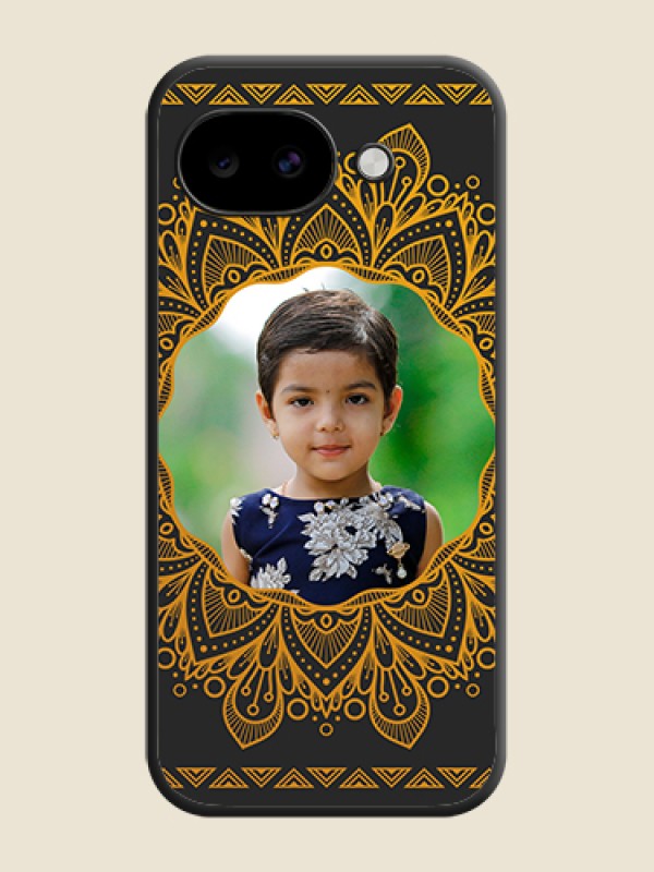Custom Round Image with Floral Design On Space Black Custom Soft Matte Mobile Back Cover - Google Pixel 10A 5G