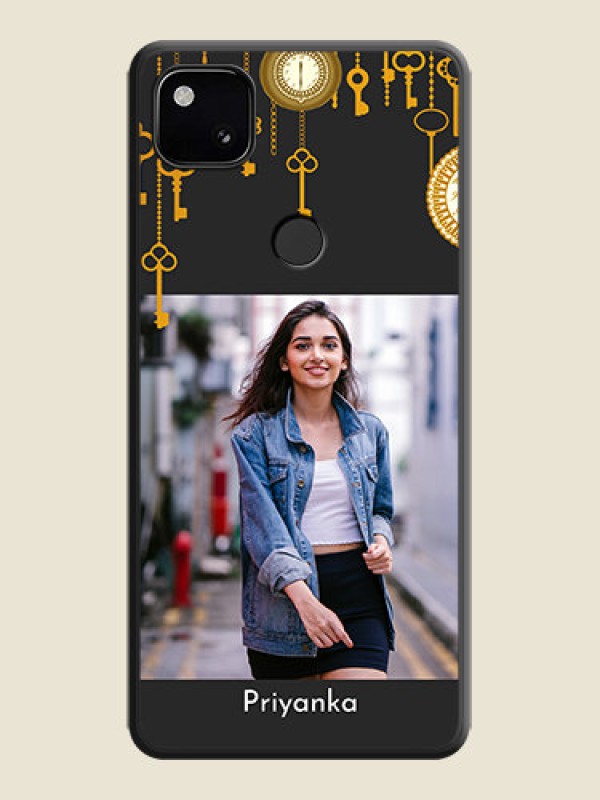 Custom Decorative Design with Text on Space Black Custom Soft Matte Back Cover - Google Pixel 4A