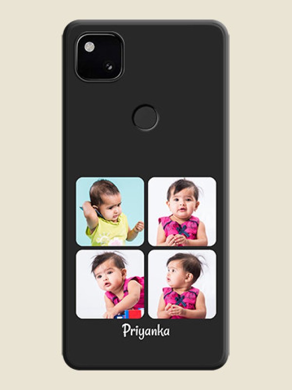Custom Floral Art with 6 Image Holder on Photo on Space Black Soft Matte Mobile Case - Google Pixel 4A