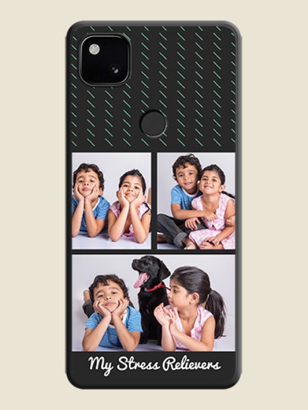 Custom Cross Dotted Pattern with 2 Image Holder  on Personalised Space Black Soft Matte Cases - Google Pixel 4A