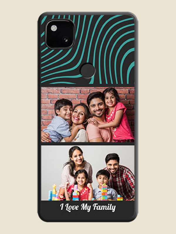Custom Wave Pattern with 2 Image Holder on Space Black Personalized Soft Matte Phone Covers - Google Pixel 4A