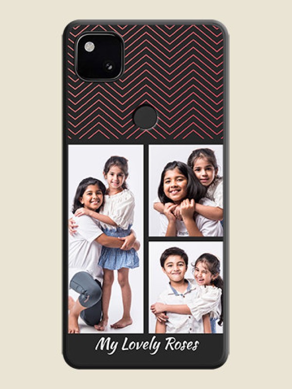 Custom Wave Pattern with 3 Image Holder on Space Black Custom Soft Matte Back Cover - Google Pixel 4A