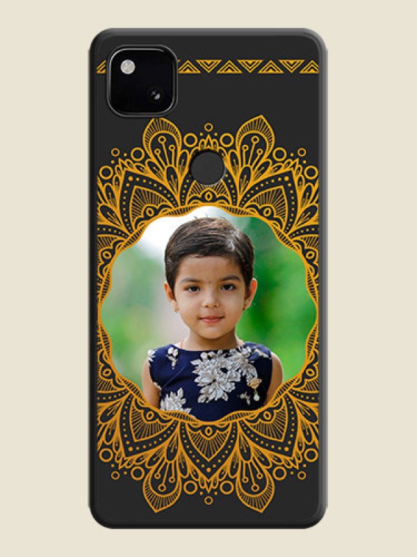 Custom Round Image with Floral Design on Photo on Space Black Soft Matte Mobile Cover - Google Pixel 4A
