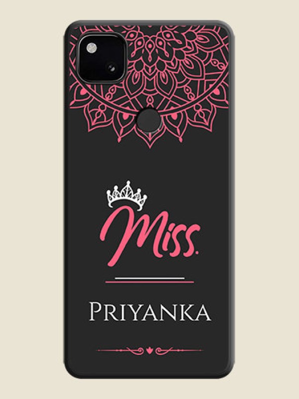 Custom Mrs Name with Floral Design on Space Black Personalized Soft Matte Phone Covers - Google Pixel 4A