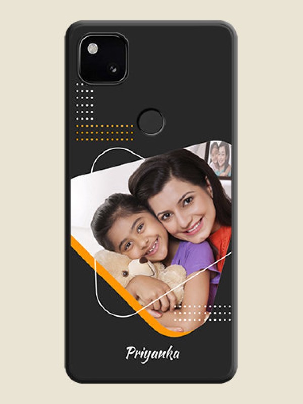 Custom Yellow Triangle on Photo on Space Black Soft Matte Phone Cover - Google Pixel 4A