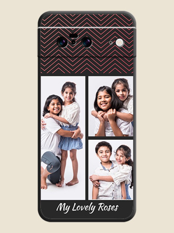 Custom Wave Pattern with 3 Image Holder On Space Black Custom Soft Matte Mobile Back Cover - Pixel 8 5G