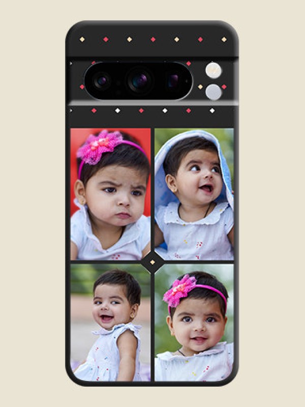 Custom Multicolor Dotted Pattern with 4 Image Holder On Space Black Custom Soft Matte Mobile Back Cover - Pixel 8 Pro 5G