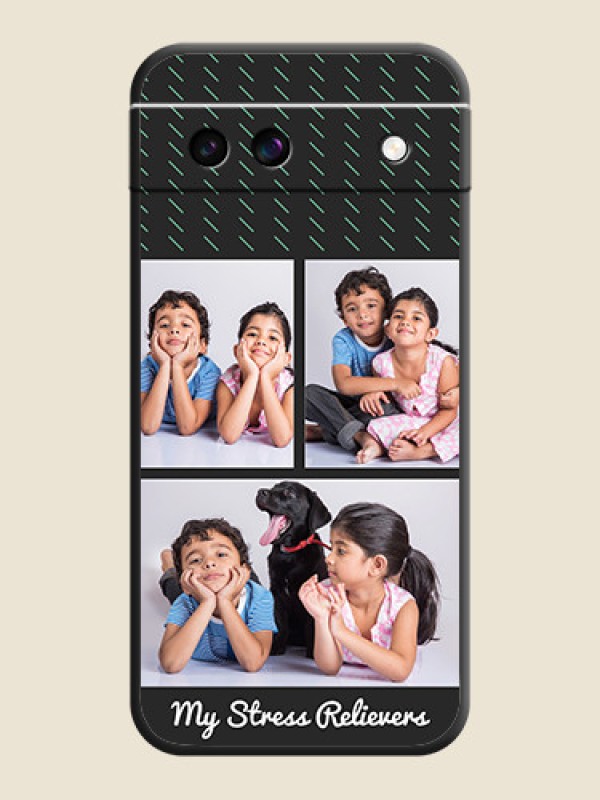 Custom Cross Dotted Pattern with 2 Image Holder On Space Black Custom Soft Matte Mobile Back Cover - Google Pixel 8A 5G