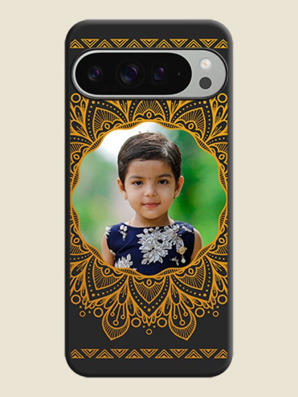 Custom Round Image with Floral Design On Space Black Custom Soft Matte Mobile Back Cover - Pixel 9 Pro Xl