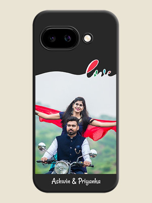 Custom Fall in Love Pattern with Picture on Photo On Space Black Custom Soft Matte Mobile Back Cover - Google Pixel 9A 5G