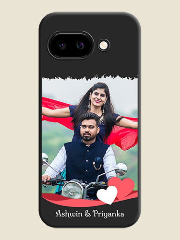 Custom Pin Color Love Shaped Ribbon Design with Text On Space Black Custom Soft Matte Mobile Back Cover - Google Pixel 9A 5G