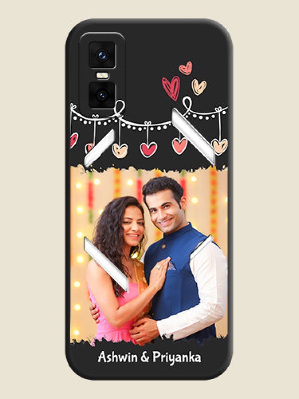Custom Pink Love Hangings with Name On Space Black Custom Soft Matte Mobile Back Cover - Infinix GT 30 Pro 5G