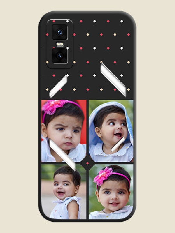 Custom Multicolor Dotted Pattern with 4 Image Holder On Space Black Custom Soft Matte Mobile Back Cover - Infinix GT 30 Pro 5G