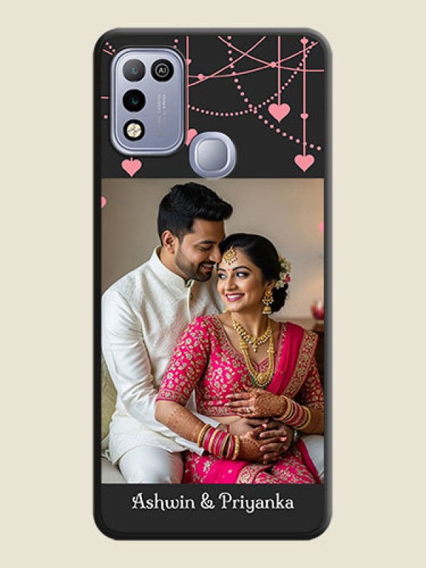 Custom Pink Love Hangings with Text on Space Black Custom Soft Matte Back Cover - Infinix Hot 10 Play