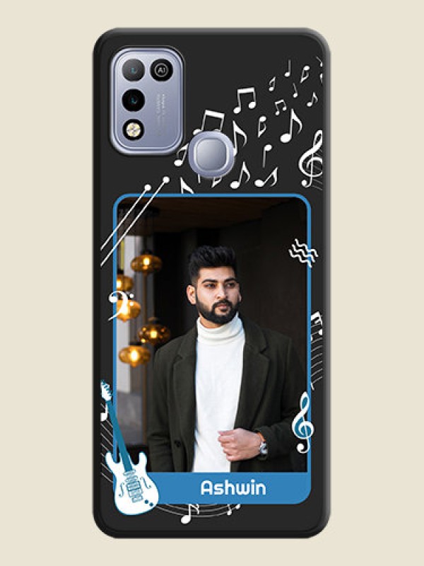 Custom Musical Theme Design with Text on Photo on Space Black Soft Matte Mobile Case - Infinix Hot 10 Play