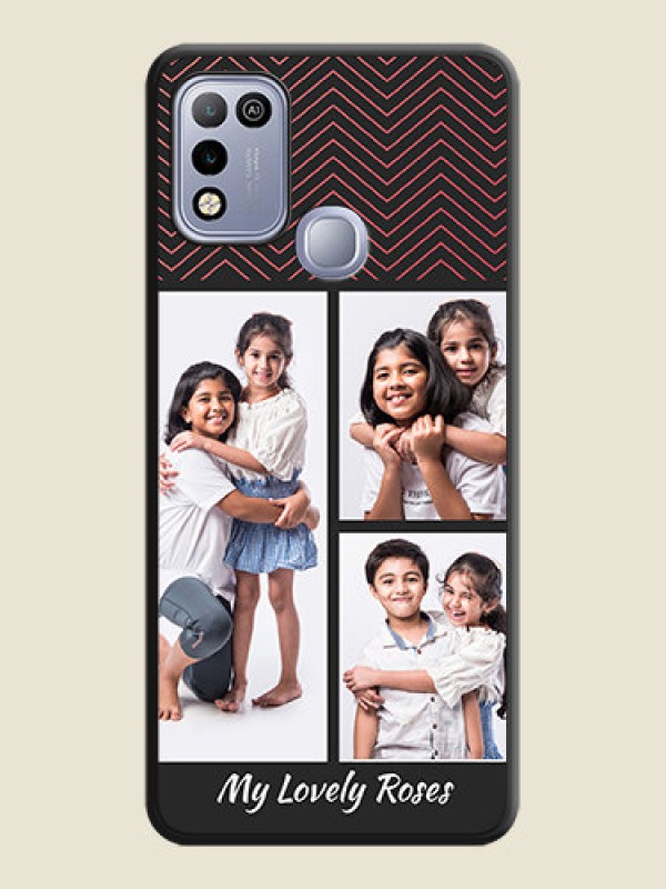 Custom Wave Pattern with 3 Image Holder on Space Black Custom Soft Matte Back Cover - Infinix Hot 10 Play