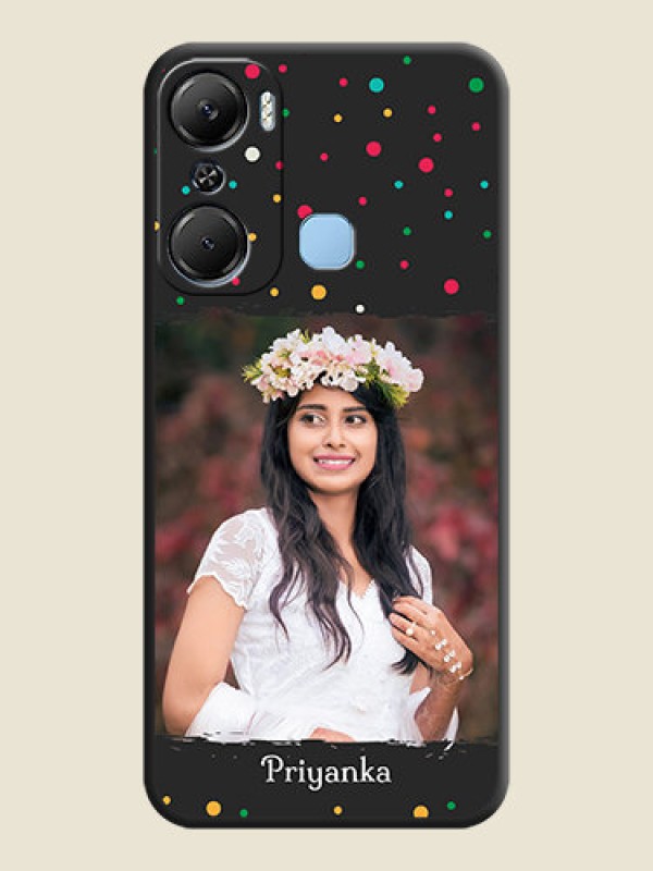 Custom Multicolor Dotted Pattern with Text on Space Black Custom Soft Matte Phone Back Cover - Infinix Hot 12 Pro