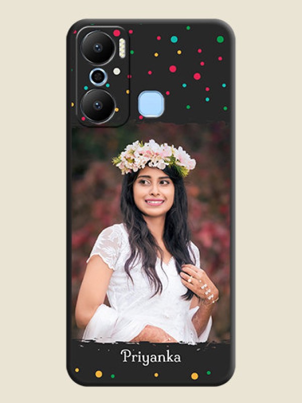 Custom Multicolor Dotted Pattern with Text on Space Black Custom Soft Matte Phone Back Cover - Infinix Hot 20 Play