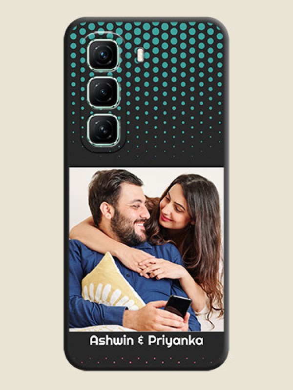 Custom Faded Dots with Grunge Photo Frame and Text On Space Black Custom Soft Matte Mobile Back Cover - Infinix Hot 50 5G