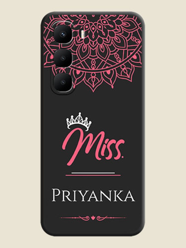 Custom Mrs Name with Floral Design On Space Black Custom Soft Matte Mobile Back Cover - Infinix Hot 60 5G