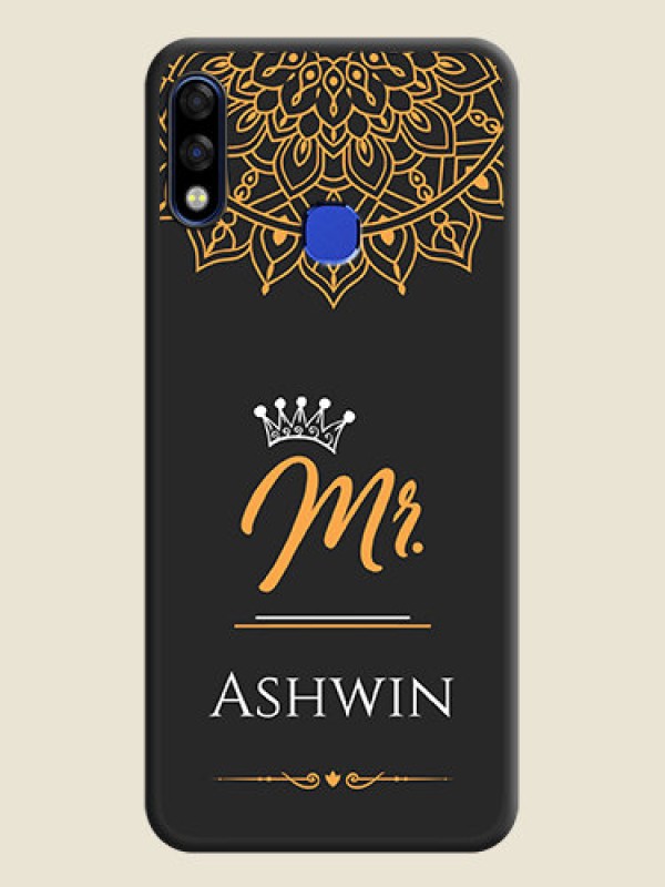 Custom Mr Name with Floral Design  on Personalised Space Black Soft Matte Cases - Infinix Hot 7 Pro
