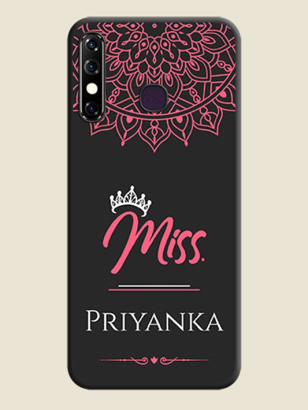 Custom Mrs Name with Floral Design on Space Black Personalized Soft Matte Phone Covers - Infinix Hot 8