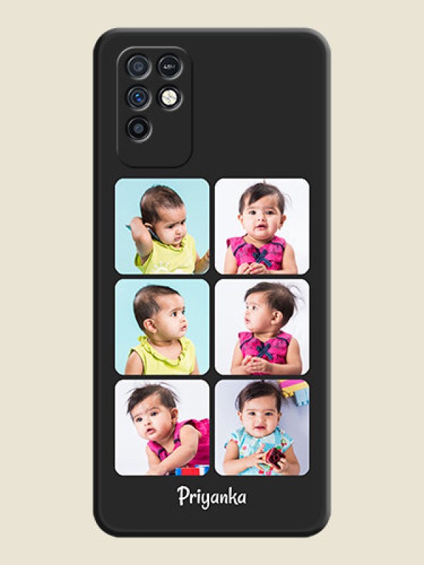 Custom Floral Art with 6 Image Holder on Photo on Space Black Soft Matte Mobile Case - Infinix Note 10