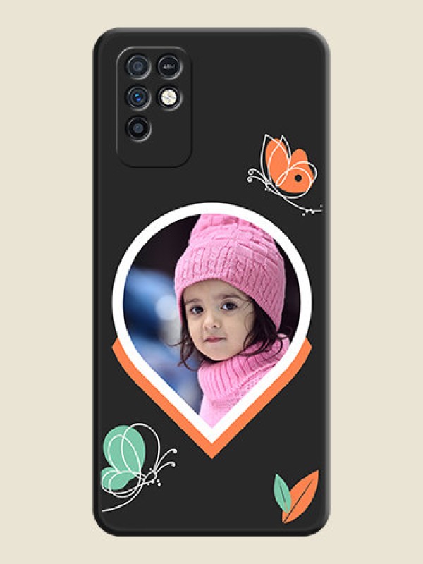 Custom Upload Pic With Simple Butterly Design On Space Black Personalized Soft Matte Phone Covers -Infinix Note 10