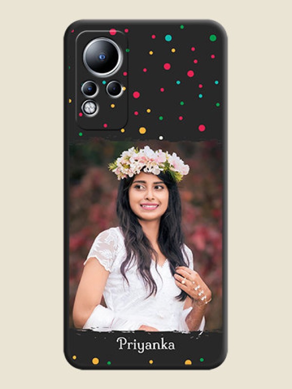 Custom Multicolor Dotted Pattern with Text on Space Black Custom Soft Matte Phone Back Cover - Infinix Note 11