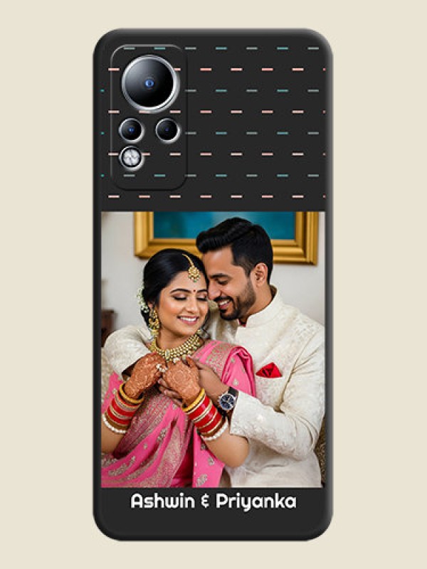 Custom Line Pattern Design with Text on Space Black Custom Soft Matte Phone Back Cover - Infinix Note 11