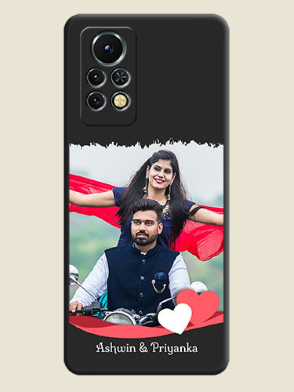 Custom Pin Color Love Shaped Ribbon Design with Text on Space Black Custom Soft Matte Phone Back Cover - Infinix Note 11s