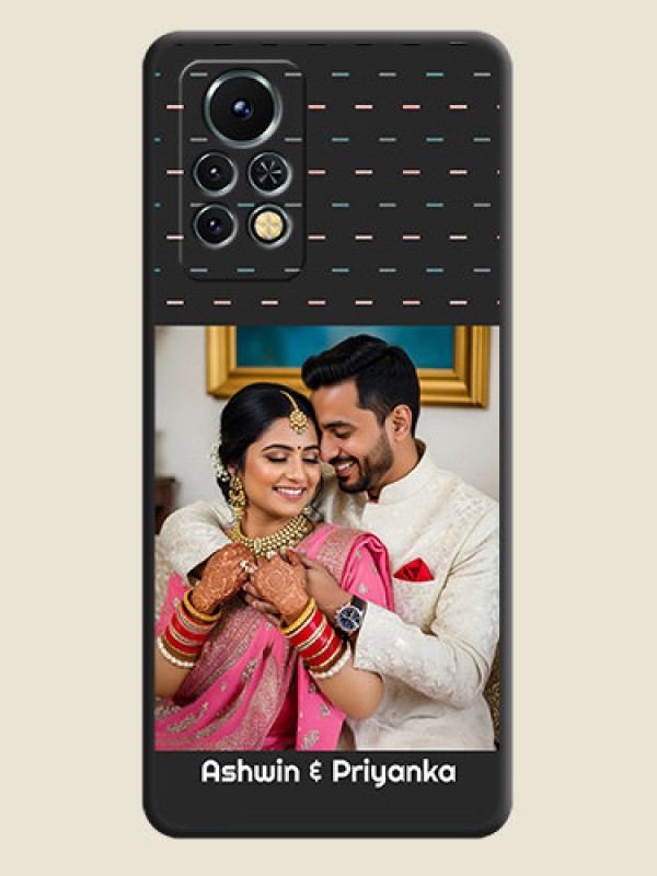 Custom Line Pattern Design with Text on Space Black Custom Soft Matte Phone Back Cover - Infinix Note 11s