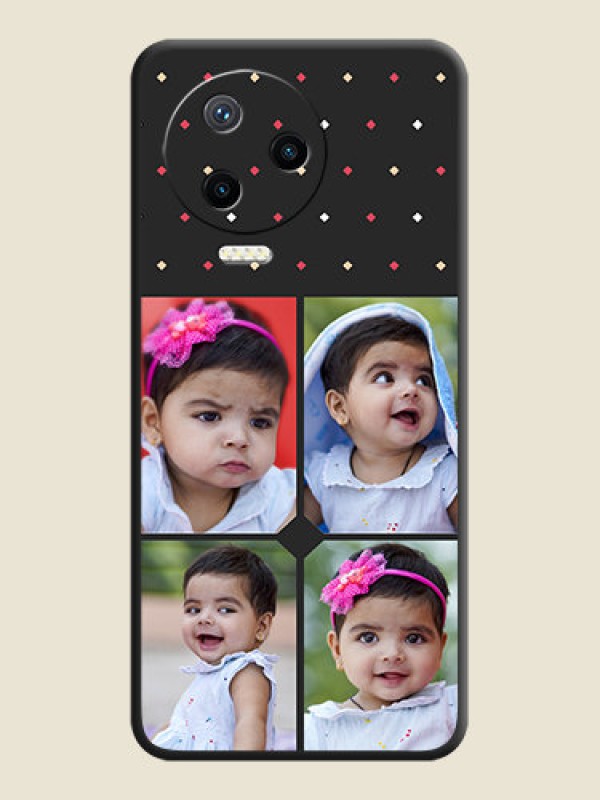 Custom Multicolor Dotted Pattern with 4 Image Holder on Space Black Custom Soft Matte Phone Cases - Infinix Note 12 Pro