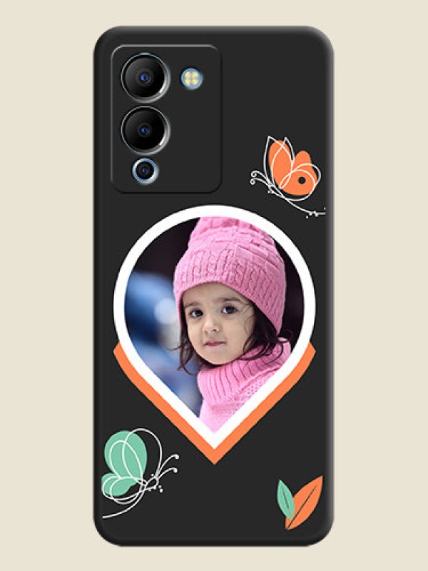 Custom Upload Pic With Simple Butterly Design On Space Black Personalized Soft Matte Phone Covers -Infinix Note 12 Turbo