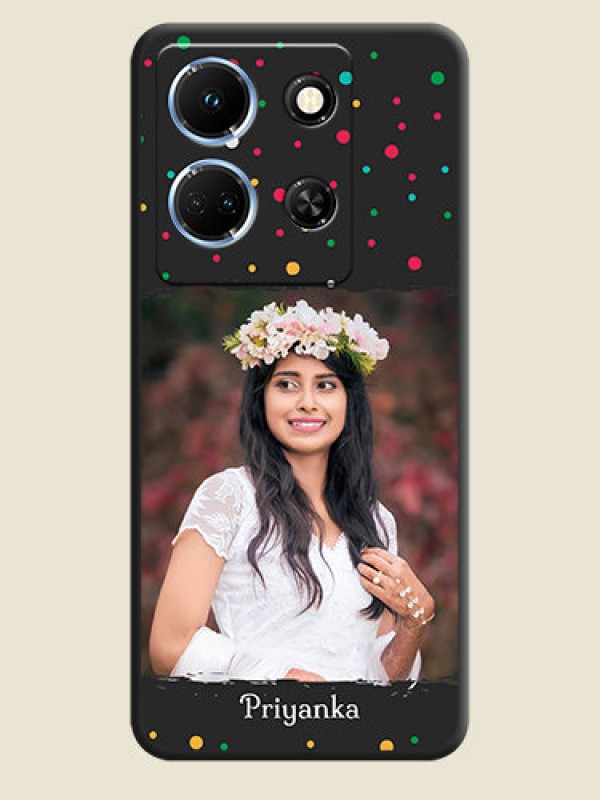 Custom Multicolor Dotted Pattern with Text on Space Black Custom Soft Matte Phone Back Cover - Infinix Note 30 5G