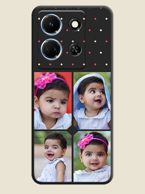 Custom Multicolor Dotted Pattern with 4 Image Holder on Space Black Custom Soft Matte Phone Cases - Infinix Note 30 5G
