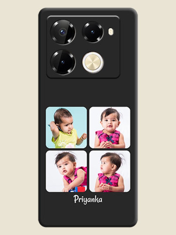 Custom Floral Art with 6 Image Holder on Photo On Space Black Custom Soft Matte Mobile Back Cover - Infinix Note 40 Pro 5G