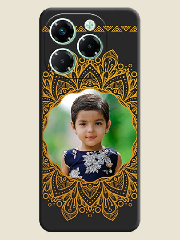Custom Round Image with Floral Design On Space Black Custom Soft Matte Mobile Back Cover - Infinix Note 40X 5G